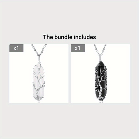 1pc Tree Of Life Wire Wrapped Crystal Point Pendant Necklace,