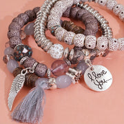 4pcs Heart Charm Beaded Bracelets